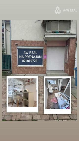 0918/197701- Na prenájom obchodný priestor s výmerou 40 m2 v centre mesta DS s 3 parkovacími miestami/600,-  € ( mesačne s réžiou, internetom plus 3  parkovacími miestami